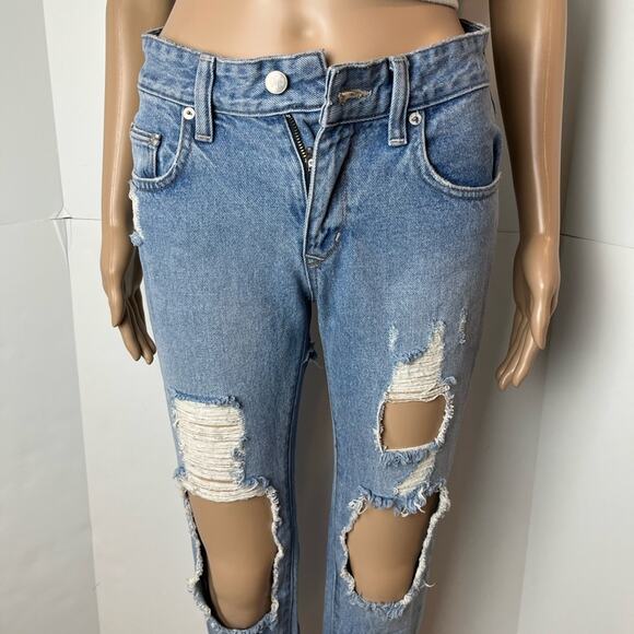 Lovers + Friends Ezra Skinny Distressed Boyfriend Jeans Light Wash - Picture 5 of 11